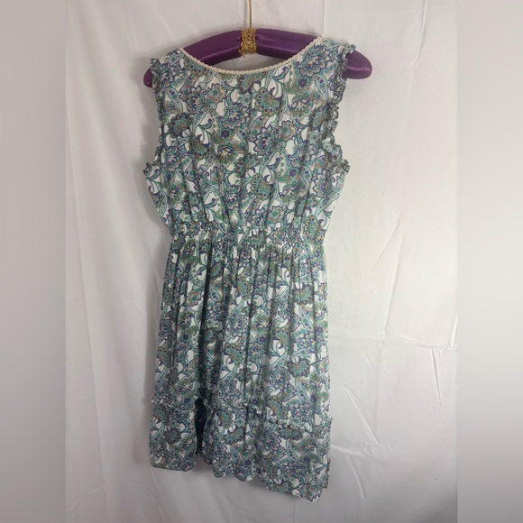 Blue Paisley Cream Lace Cottagecore Retro Boho Midi Dress Women’s Size L - Picture 15 of 15